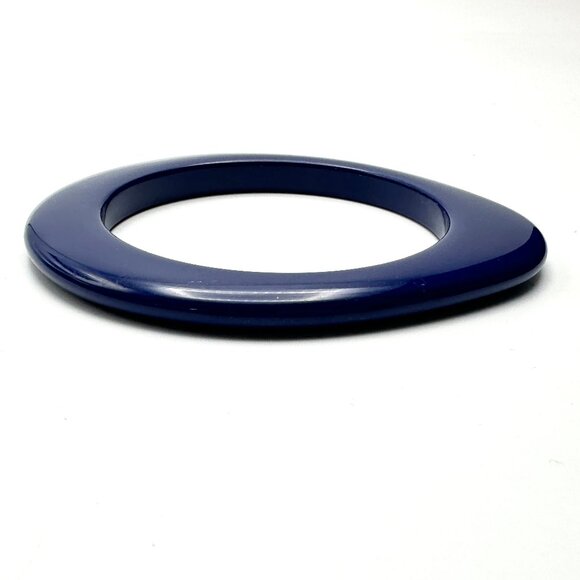 1970s Vintage Blue Oblong & Yellow Lucite Bangle Duo— Sized 7 3/4 & X 8— EUC - Picture 10 of 15